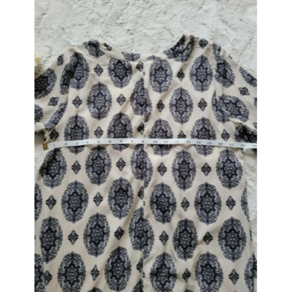 ✨️CL Altar'd State Cream Blue Diamond Print Lace Hem Dress Size M - Picture 11 of 12